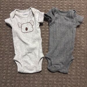 Carter's Light Gray and Dark Gray Koala Bodysuit Duo